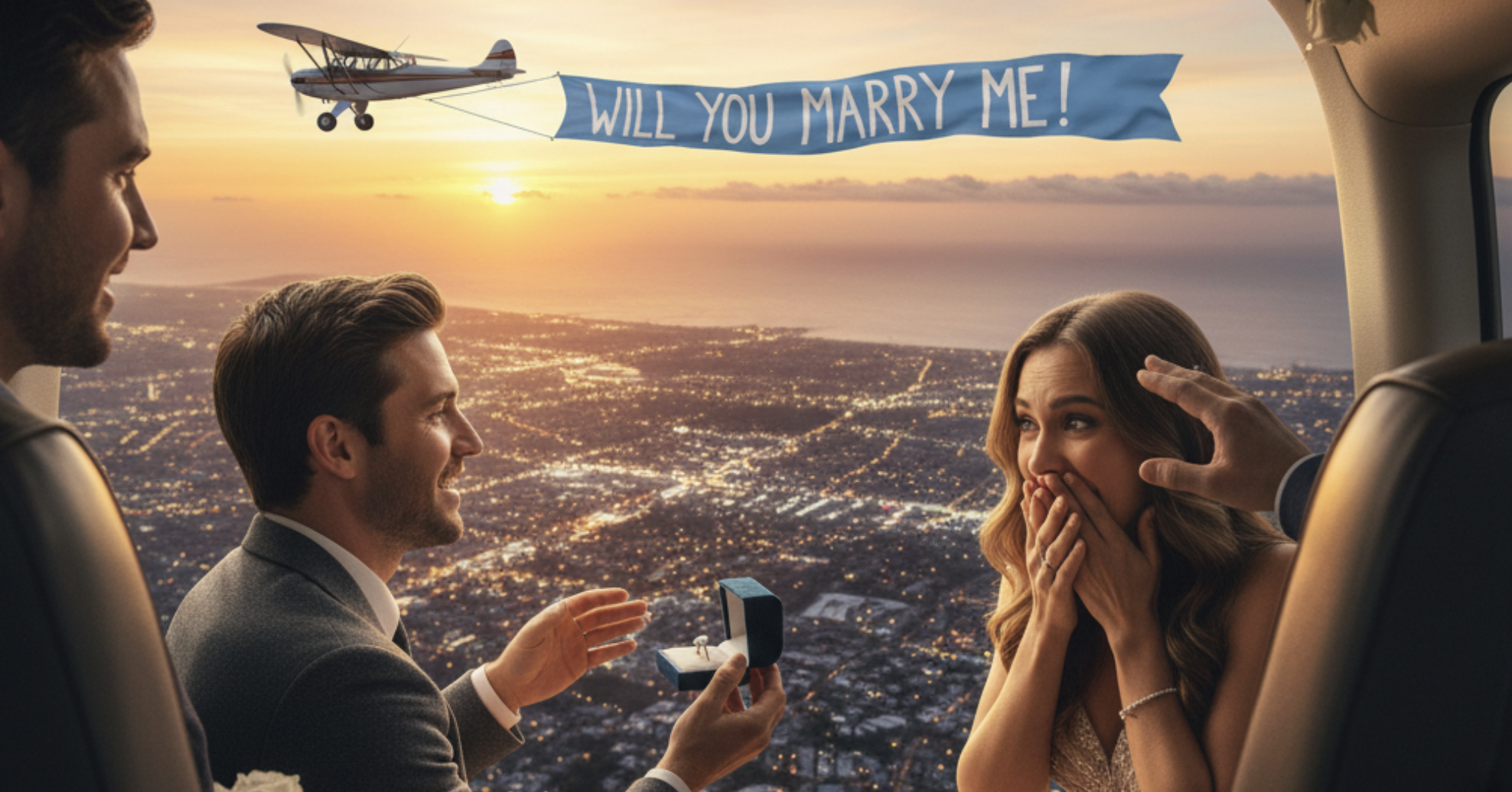 Couple planned a marriage proposal during a scenic flight over Los Angeles