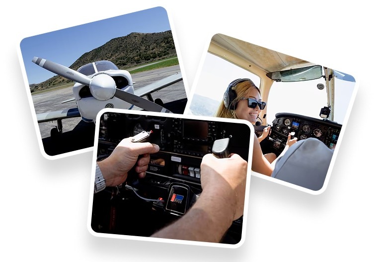 Aircraft cockpit and scenic flight experience photo collage